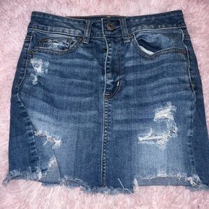 American Eagle Outfitters Blue Distressed Mini Skirt